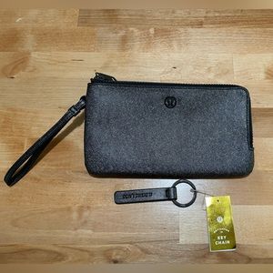 Lululemon Double Up Pouch Black Sparkle and Keychain